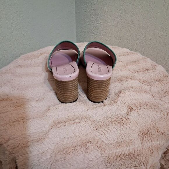 Vionic Pink and Green Mules with Chunky Heel Size 8 - Picture 7 of 8